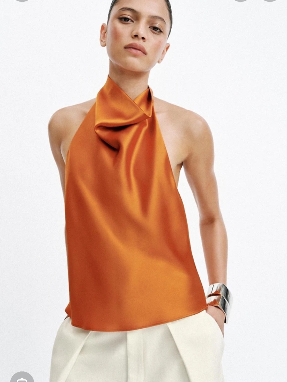 Zara Burnt Orange Satin Halter Camisole